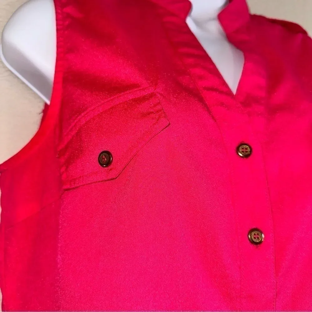 Sleeveless Button Blouse Hot Pink